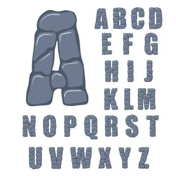 Vector cracked stone alphabet on a white background Stock Illustration