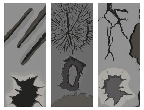 Vector crackle brochure with many cracks scratches abstract grunge rough wall Stock Illustration