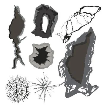 Vector crackle texture with many cracks scratches abstract grunge rough wall Stock Illustration