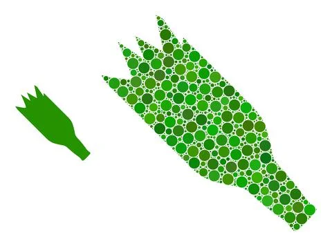 Vector Crashed Beer Bottle Mosaic of Small Circles Stock Illustration