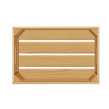 Vector crate with realistic wooden texture, top view. Stock Illustration