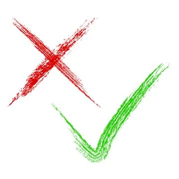 Vector Crayon Effect hand draw sketch, True and false Stock Illustration