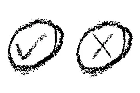 Vector crayon sketch true false symbol, isolated on white Stock Illustration