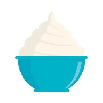Vector cream in a plate in flat style isolated 스톡 일러스트