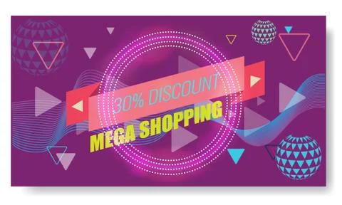 Vector Creative Abstract Memphis Banner or poster template layout. Bright arrow Illustrazione stock