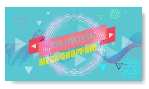 Vector Creative Abstract Memphis Banner or poster template layout. Bright arrow Stock Illustration