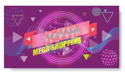 Vector Creative Abstract Memphis Banner or poster template layout. Bright arrow Stock Illustration