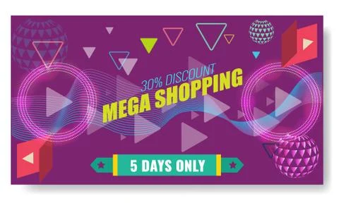 Vector Creative Abstract Memphis Banner or poster template layout. Bright arrow Stock Illustration