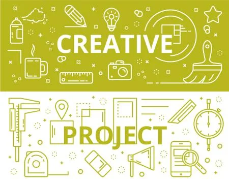 Vector Creative and Project concept thin line flat design banners Illustration