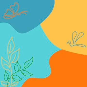 Vector creative background with butterflies and branch with leaves in line st Stock Illustration
