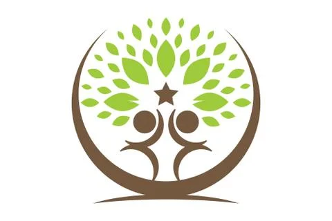 Vector Creative Colorful Tree Human Concept Stock Illustration