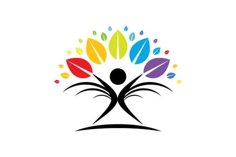 Vector Creative Colorful Tree Human Concept Stock Illustration