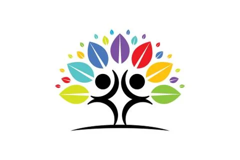 Vector Creative Colorful Tree Human Concept Stock Illustration