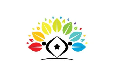 Vector Creative Colorful Tree Human Concept Stock Illustration