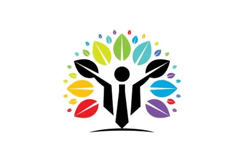 Vector Creative Colorful Tree Human Concept Stock Illustration