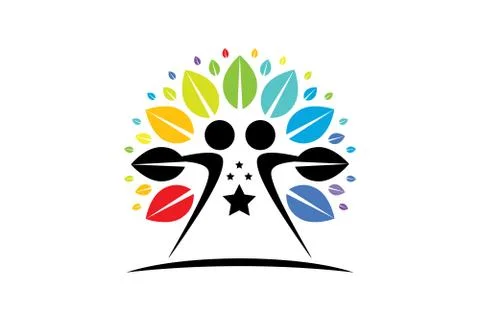 Vector Creative Colorful Tree Human Concept Illustrazione stock