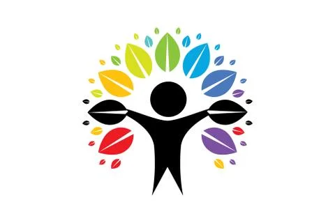 Vector Creative Colorful Tree Human Concept Stock Illustration
