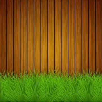 Vector creative grass on wooden background Stock Illustration
