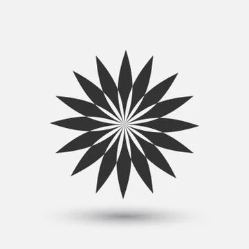 Vector creative icon - floral decorative element, geometric design. Round flower 库存插图