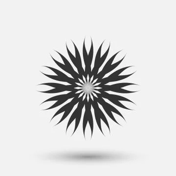 Vector creative icon - floral decorative element, geometric design. Round flower 库存插图