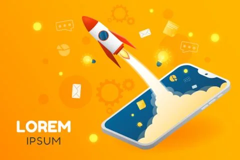 Vector creative illustration of application or  business startup banner with  Stock Illustration