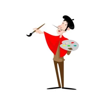 Vector Creative Illustration Artist man cartoon character. Stock Illustration