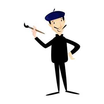 Vector Creative Illustration Artist man cartoon character. Stock Illustration