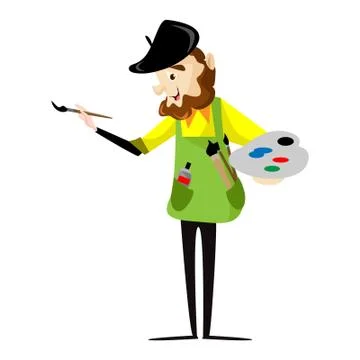 Vector Creative Illustration Artist man cartoon character. Stock Illustration