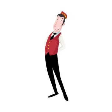 Vector Creative Illustration Bellboy Hotel Porter Profession Vector Stock Illustration