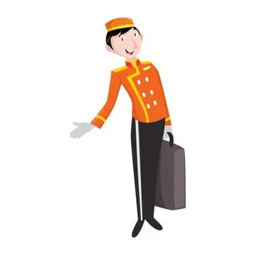 Vector Creative Illustration Bellboy Hotel Porter Profession Vector Stock Illustration