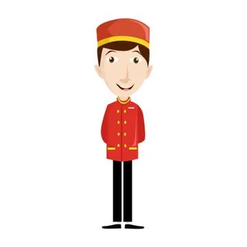 Vector Creative Illustration Bellboy Hotel Porter Profession Vector Stock Illustration
