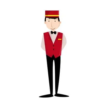 Vector Creative Illustration Bellboy Hotel Porter Profession Vector Stock Illustration
