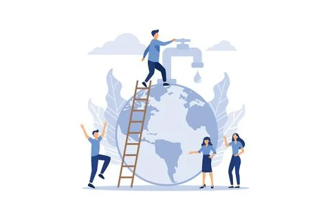 Vector creative illustration of business graphics, save the planet, save ener Illustrazione stock