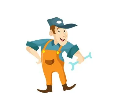 Vector Creative Illustration A carpenter handyman cartoon character. Stock Illustration