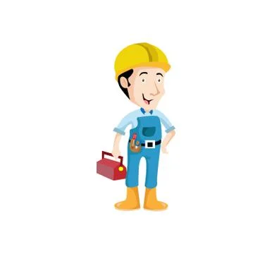 Vector Creative Illustration A carpenter handyman cartoon character. Stock Illustration