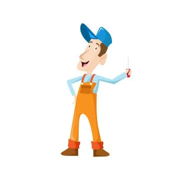 Vector Creative Illustration A carpenter handyman cartoon character. Stock Illustration