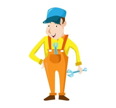 Vector Creative Illustration A carpenter handyman cartoon character. Stock Illustration