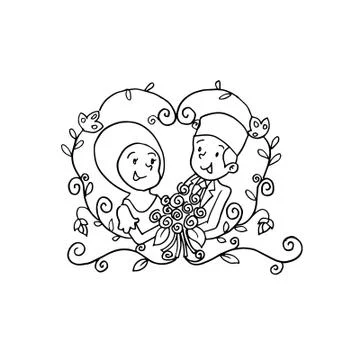 Vector Creative Illustration Chinese Moslem couple. Stock Illustration