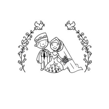 Vector Creative Illustration Chinese Moslem couple. Stock Illustration