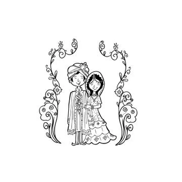 Vector Creative Illustration Chinese Moslem couple. Stock Illustration