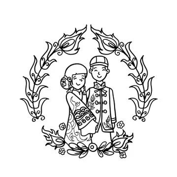 Vector Creative Illustration Chinese Wedding couple. Stock Illustration