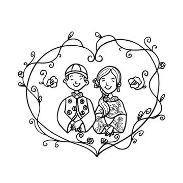 Vector Creative Illustration Chinese Wedding couple. Stock Illustration