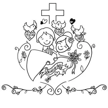 Vector Creative Illustration Couple Wedding couple. Stock Illustration