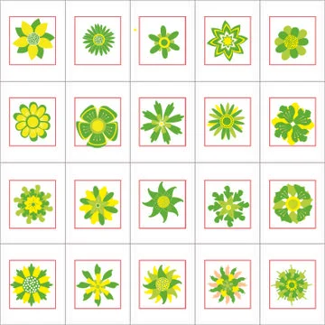 Vector Creative Illustration green Flower icon set Stock Illustration