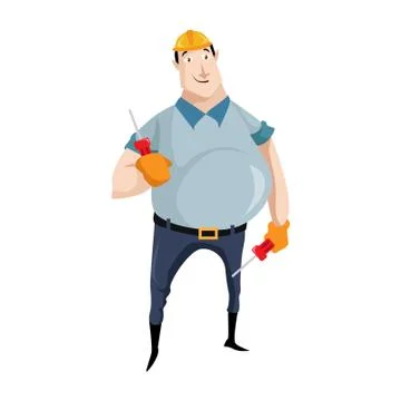 Vector Creative Illustration Icon character builder. Stock Illustration