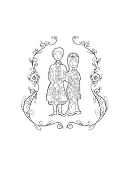 Vector Creative Illustration India Wedding couple. Stock Illustration