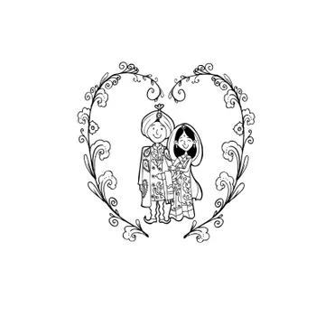 Vector Creative Illustration India Wedding couple. Stock Illustration