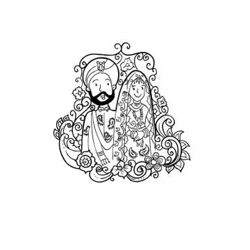 Vector Creative Illustration India Wedding couple. Stock Illustration
