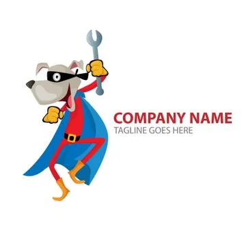 Vector Creative Illustration a Mechanic dog with spanner. Stock Illustration