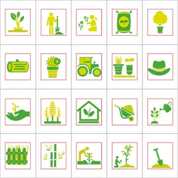 Vector Creative Illustration with rural landscape, flowers, garden, cottage a Stock Illustration